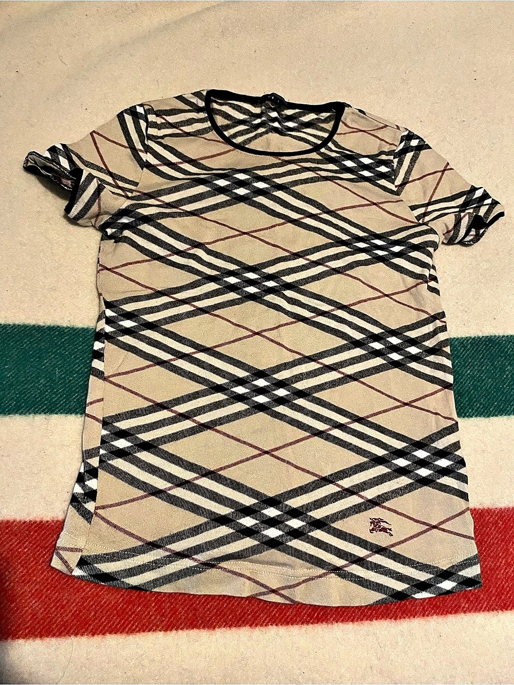 Burberry London Vintage Check Print Short Sleeve T-Shirt Plaid Short Sleeve Tee